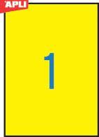 Apli Barvne nalepke, fluo.rumene 210 x 297 mm