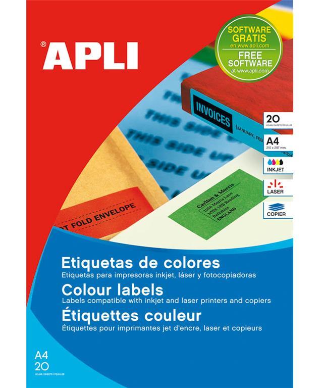 Apli Barvne nalepke, fluo.zelene 210 x 297 mm