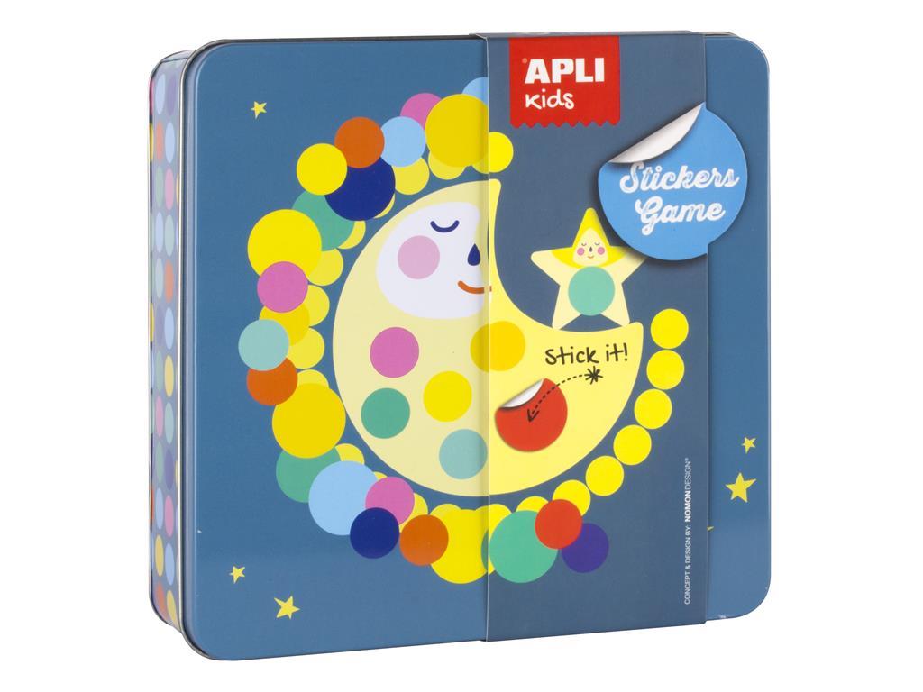 Apli Kovinska škatla, igra z nalepkami, luna