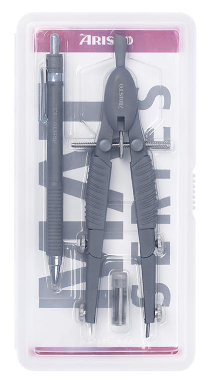 Aristo Komplet šestar + tehnička olovka, siva