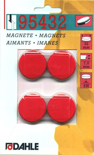 Dahle Magnet y32mm rdeč 4 kos
