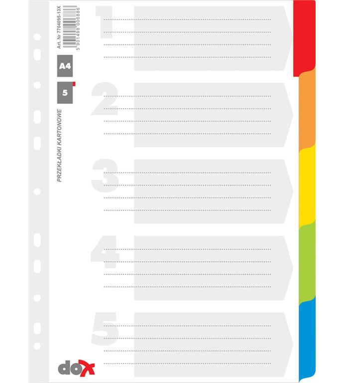 OFFICE PRODUCTS Ločilni listi 1/5 barvni, karton+plast.