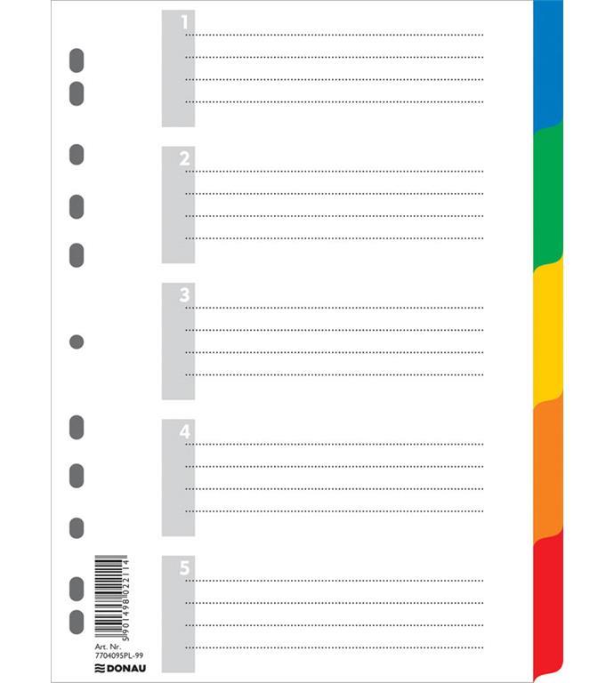 Donau Ločilni listi 1/5 barvni, PP