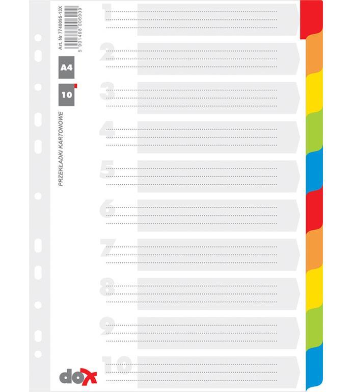 OFFICE PRODUCTS Ločilni listi 1/10 barvni, karton+plast.