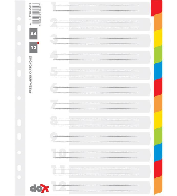 OFFICE PRODUCTS Ločilni listi 1/12 barvni, karton+plast.