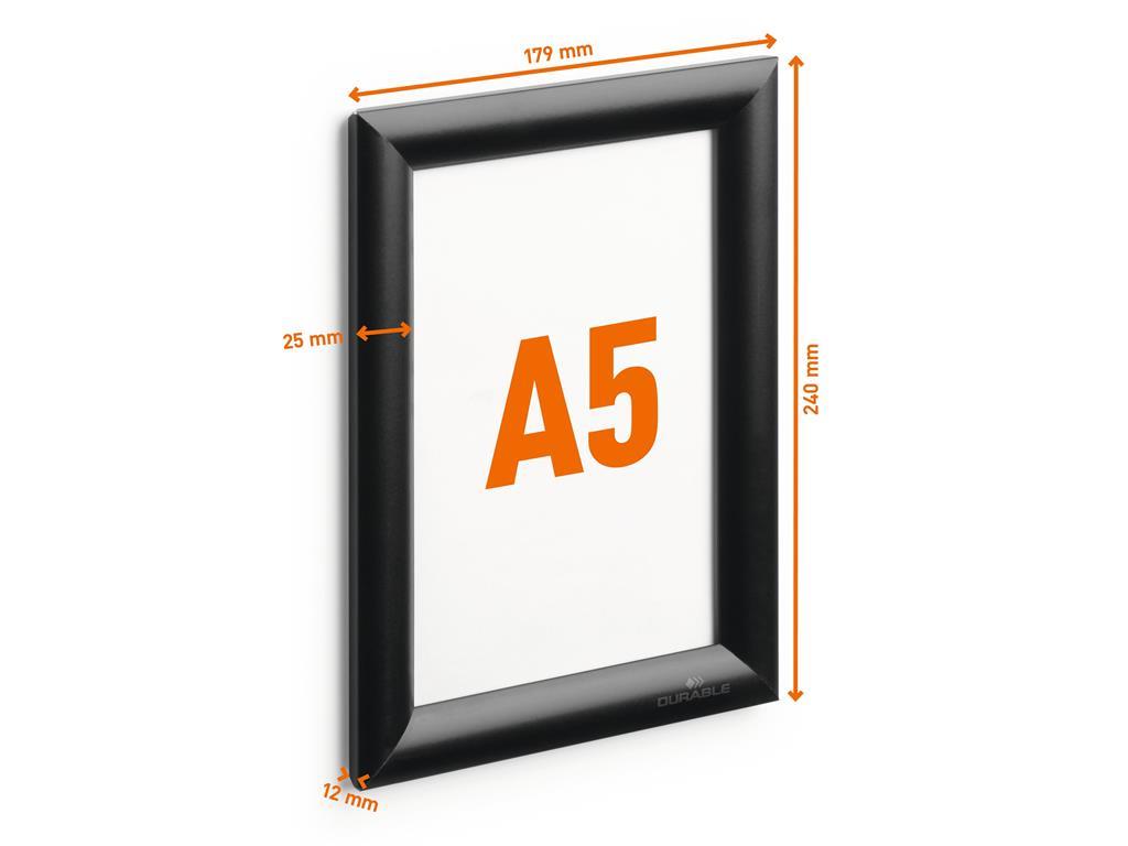 Durable Aluminijast okvir Snap A5, črn