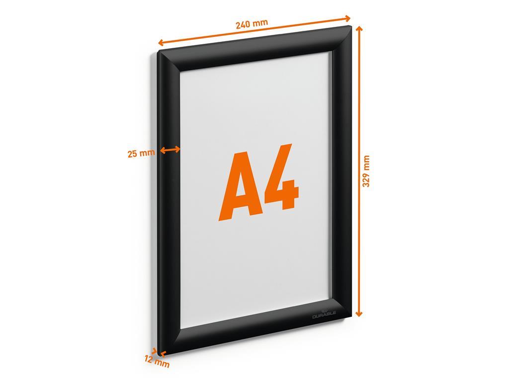 Durable Aluminijast okvir Snap A4, črn
