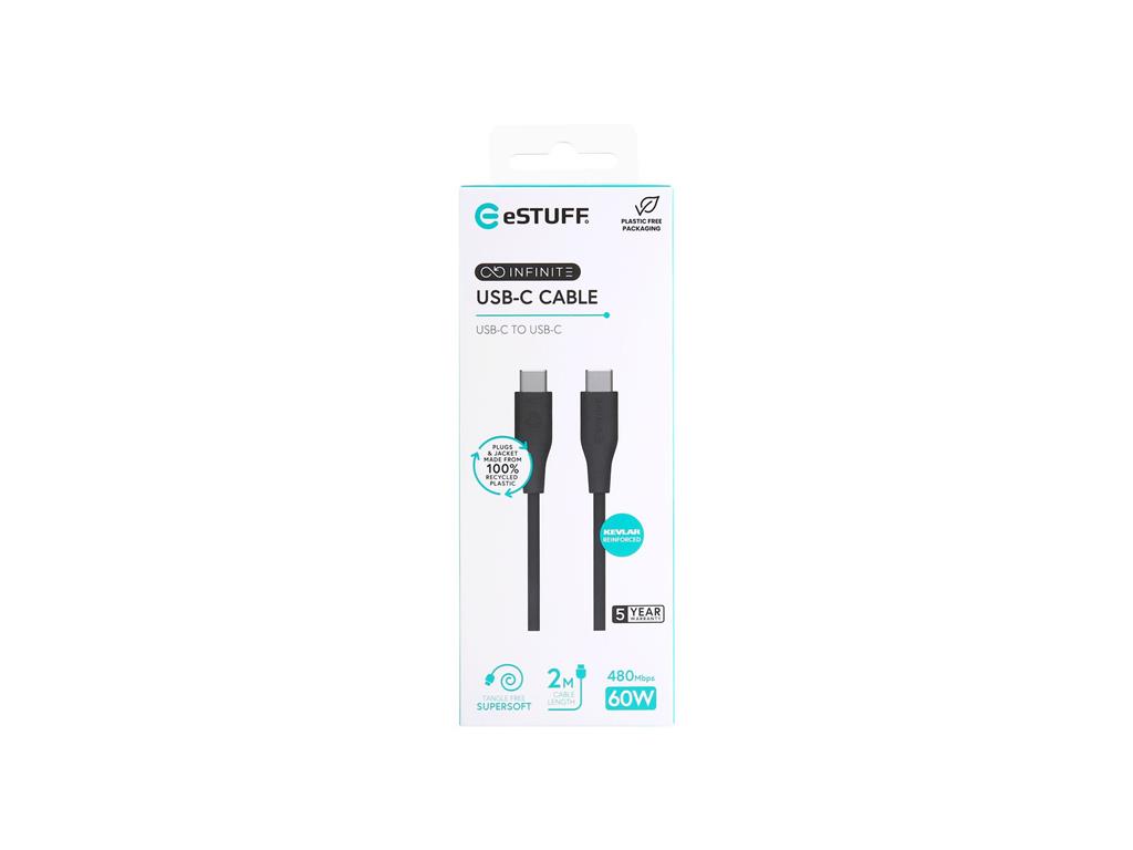 eSTUFF INFINITE kabel USB C-C 2m, črn