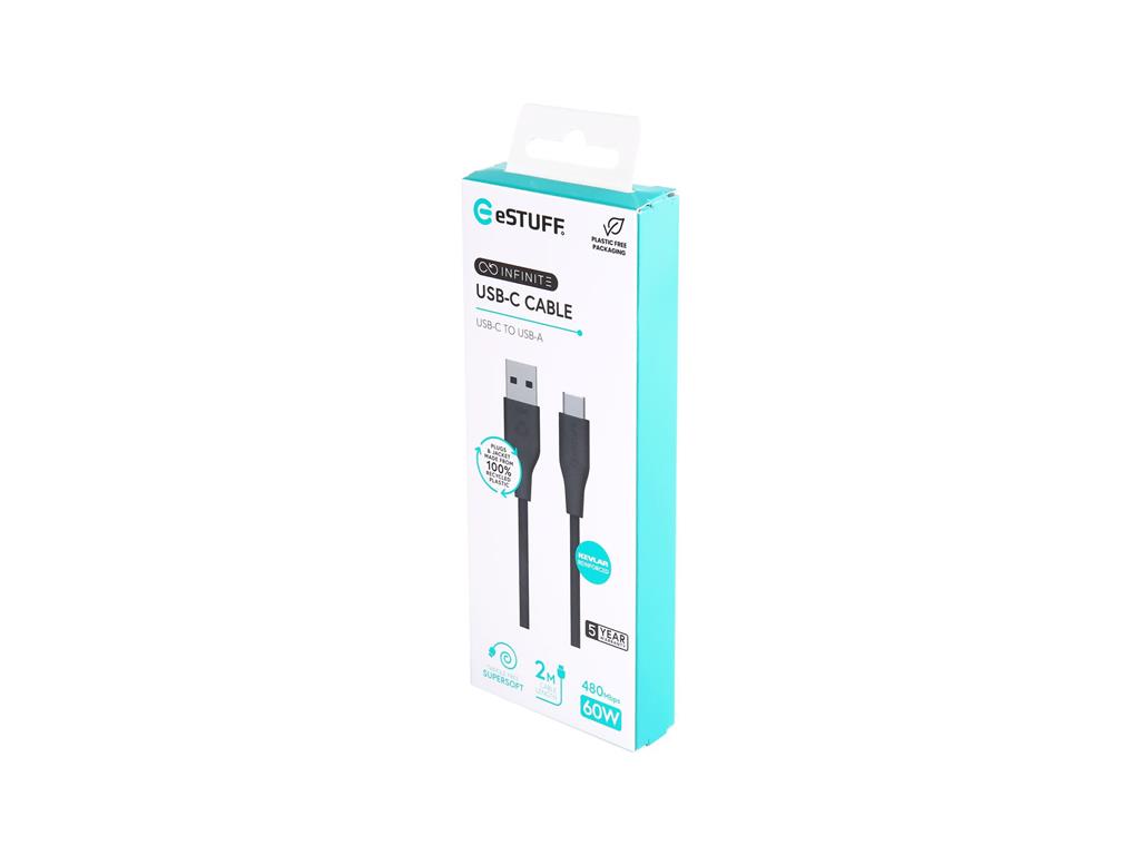 eSTUFF INFINITE kabel USB C-A 2m, črn