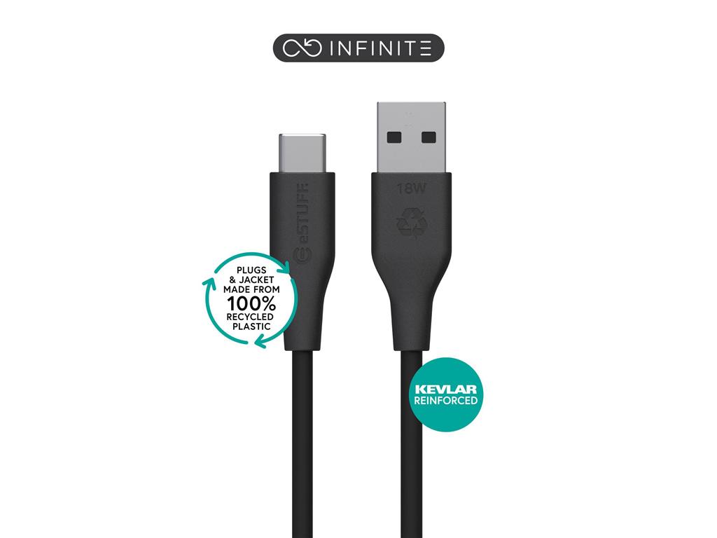 eSTUFF INFINITE kabel USB C-A 2m, črn