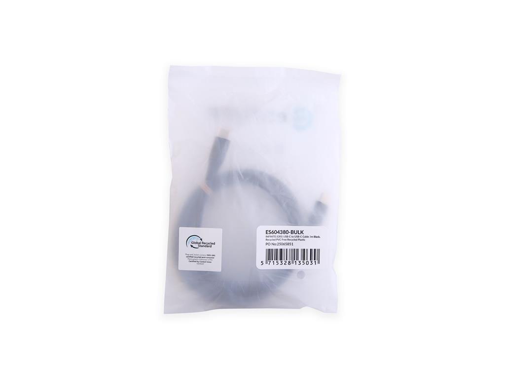 eSTUFF INFINITE kabel USB C-C 3m, črn