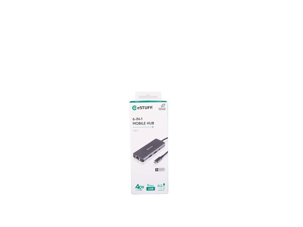 eSTUFF USB-C hub razdelilnik, 6-v-1