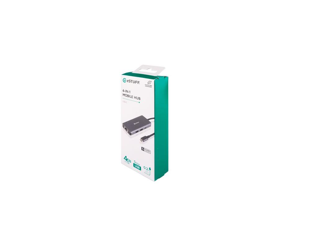 eSTUFF USB-C hub razdelilnik, 6-v-1
