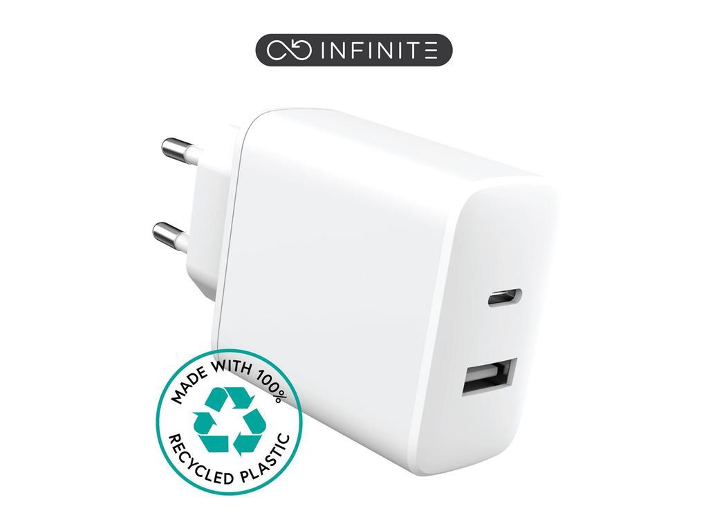 eSTUFF INFINITE punjač USB-C 20W, USB-A 12W