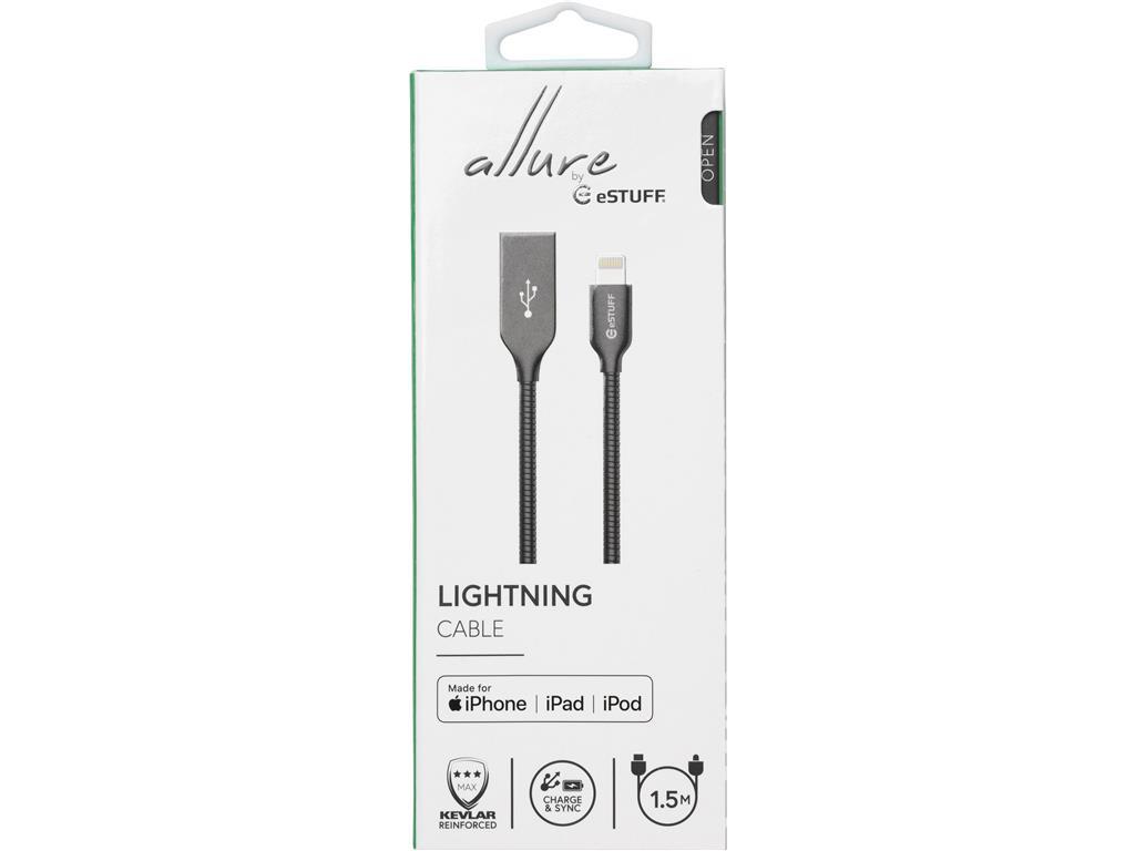 eSTUFF Lightning kabel MFI 1,5m čelični
