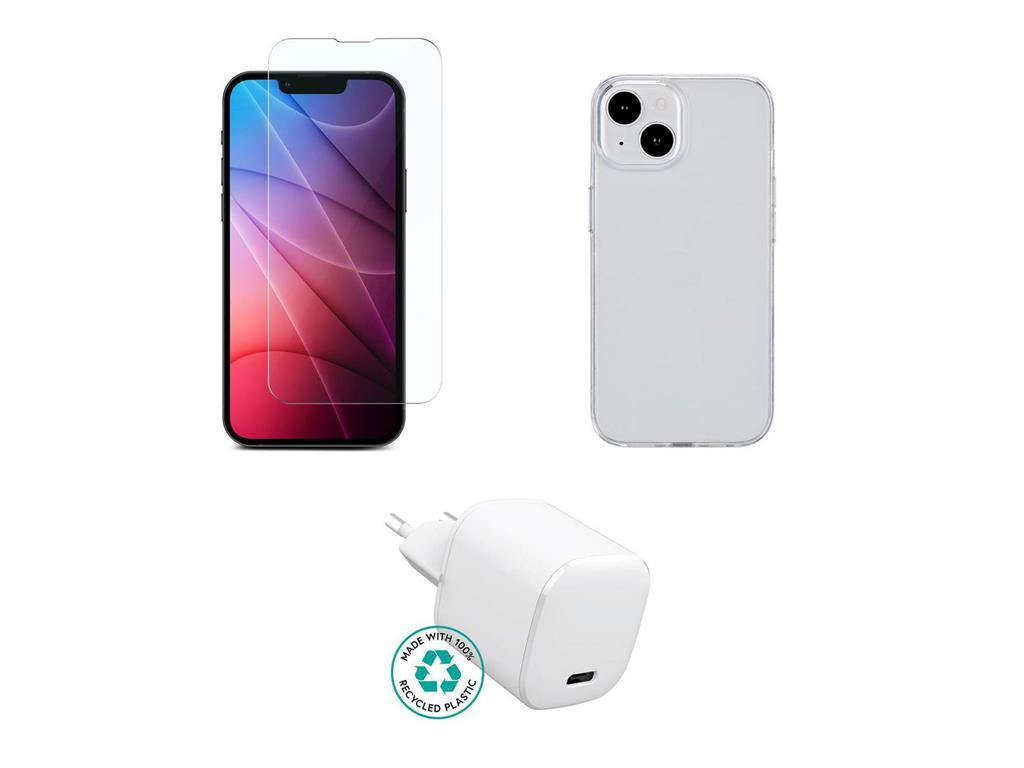 eSTUFF Komplet za iPhone 15: punjač, maska