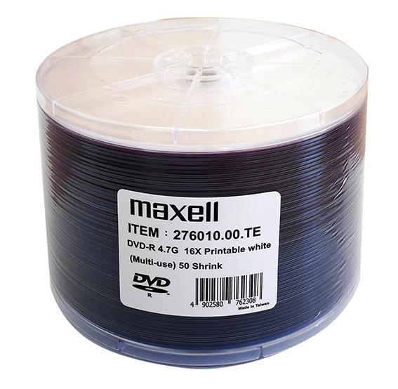 Maxell DVD-R 4,7GB 16X 50 na špuli, za tiskanje