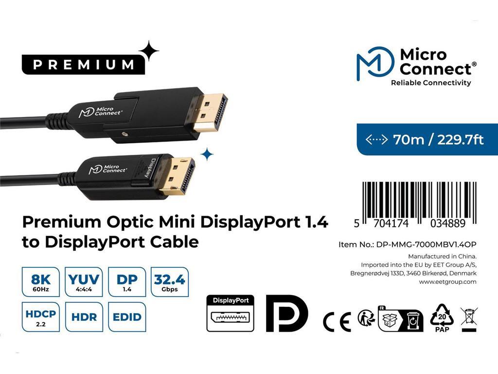 MicroConnect 8K Mini DisplayPort - DP kabel, 70m