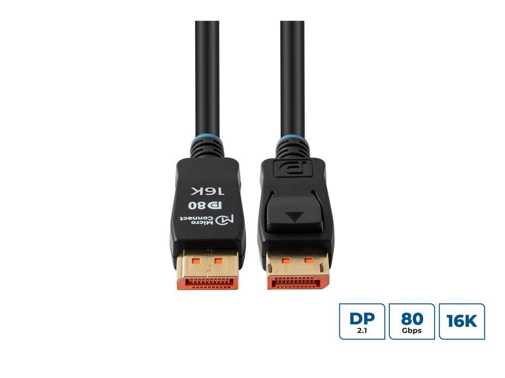 MicroConnect 16K DisplayPort 2.1 kabel 80Gbps