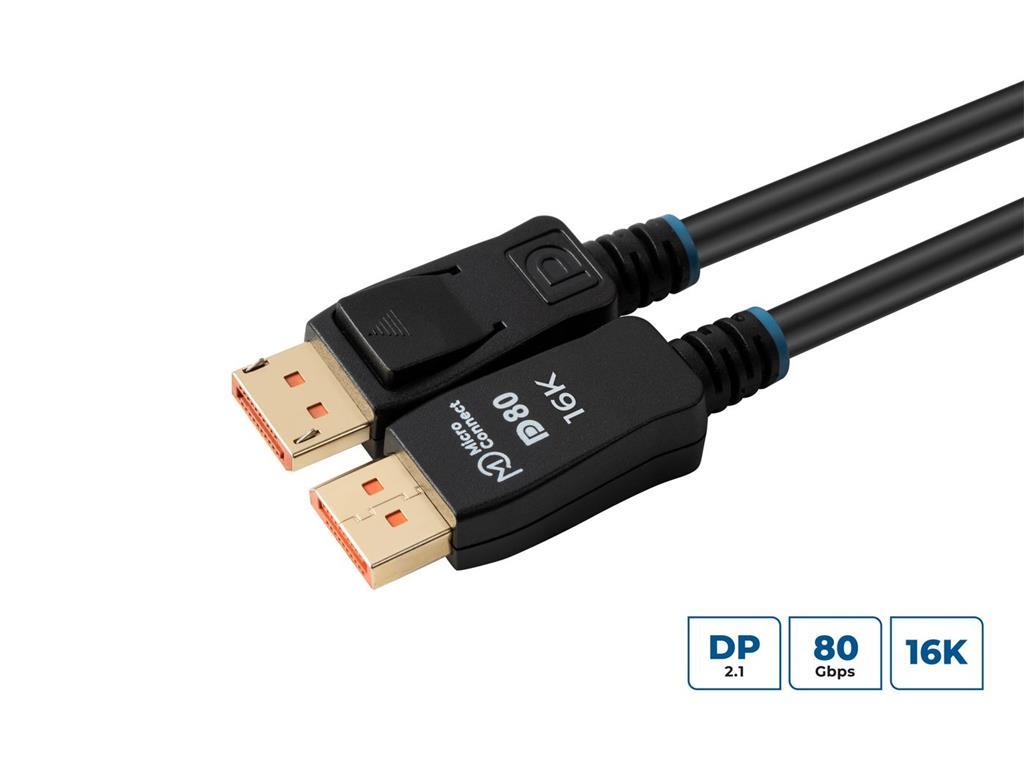 MicroConnect 16K DisplayPort 2.1 kabel 80Gbps 1m