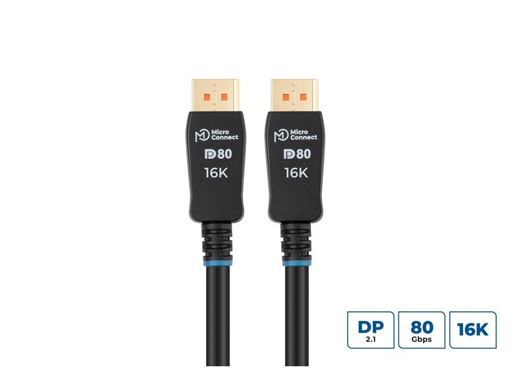 MicroConnect 16K DisplayPort 2.1 kabel 80Gbps 1m