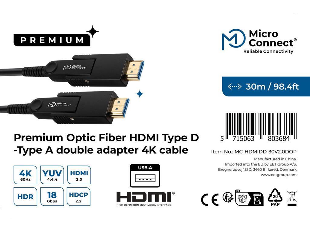 MicroConnect Premium HDMI-D kabel 30m