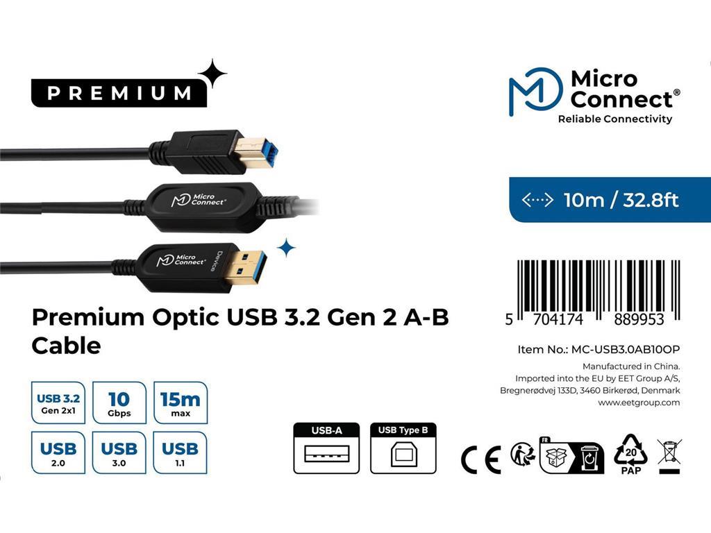 MicroConnect Optični kabel USB A-B 3.0, 10m