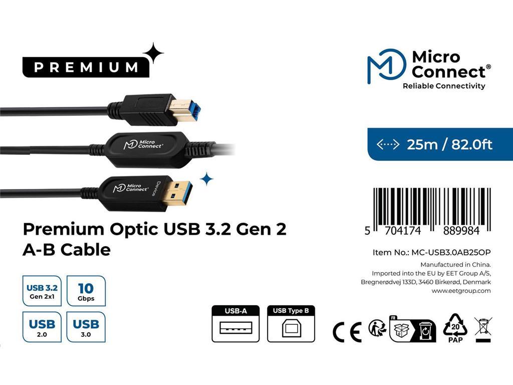 MicroConnect Optički kabel USB A-B 3.0, 25m