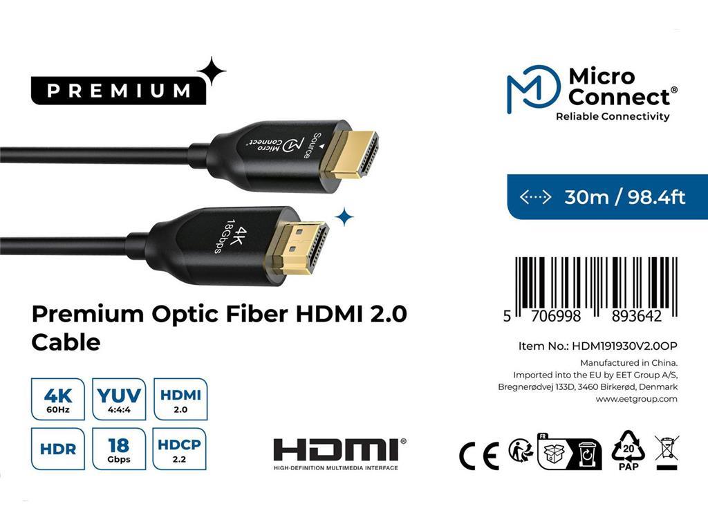 MicroConnect Premium optički kabel HDMI 2.0, 30m