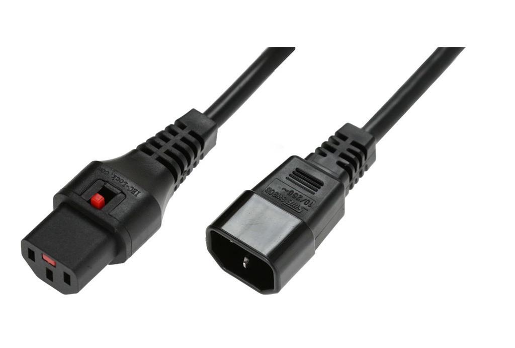  Kabel napajalni C13 IEC Lock - C14 Črn