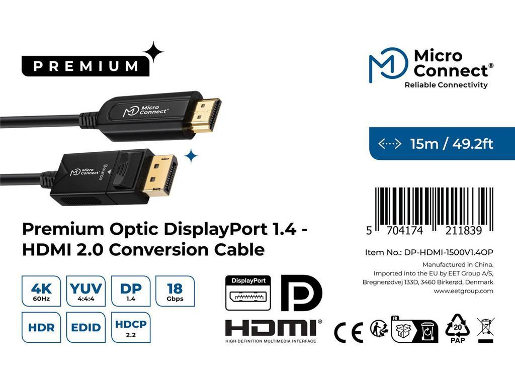 MicroConnect Premium Optic DP - HDMI kabel