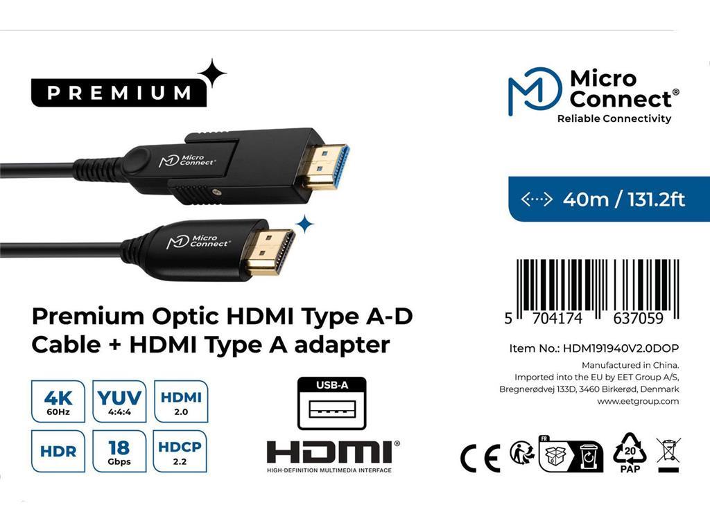 MicroConnect Premium optički HDMI kabel A na D