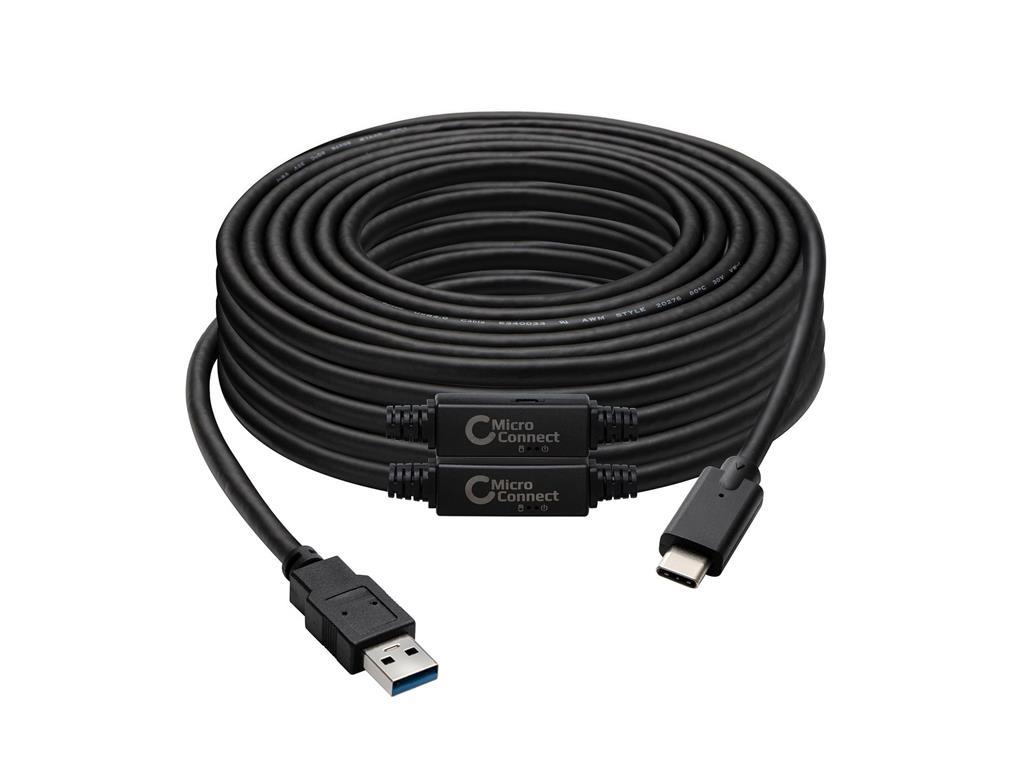 MicroConnect Kabel USB C-A 3.2, 10m, crn
