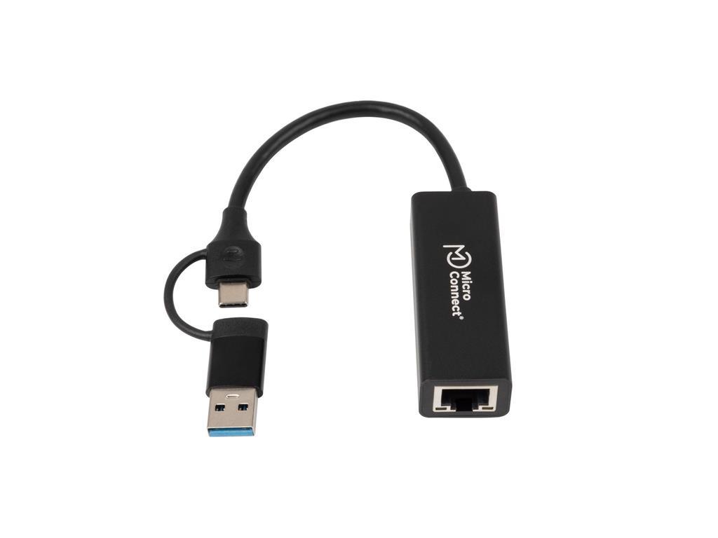 MicroConnect Adapter premium USB-C/A - RJ45 M-F