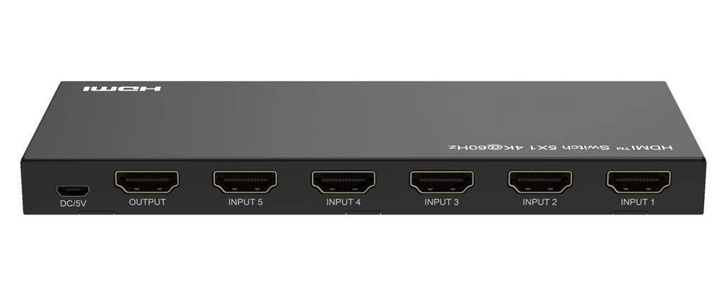 MicroConnect 4K@60Hz HDMI Switch 5x1, HDCP 2.2