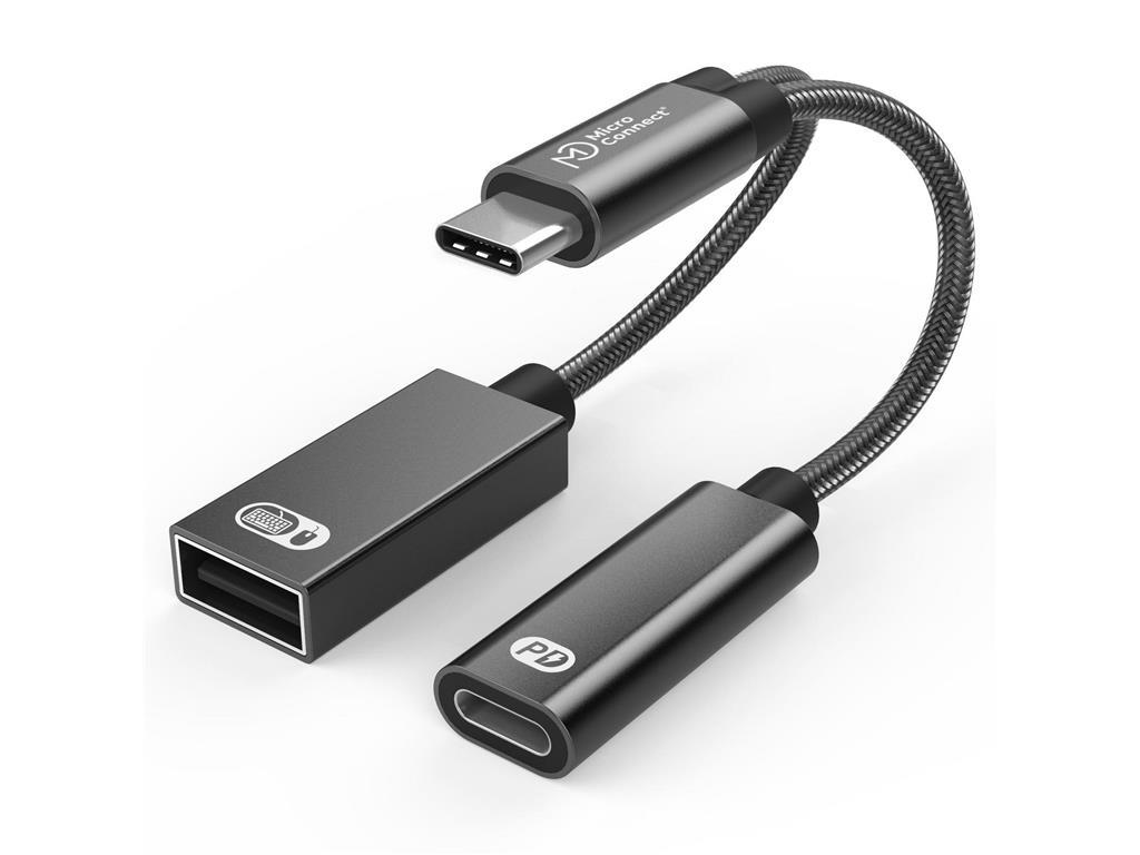 MicroConnect Adapter USB-C - USB-C PD in USB-A 2.0 F