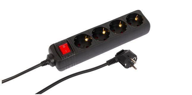  Razdelilnik 4 vtičnice Schuko Črn