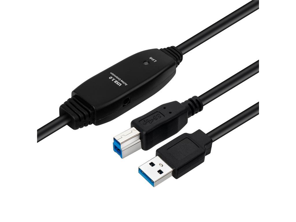 MicroConnect Aktivni USB 3.2 Gen 1 A-B 7m M-M, crni