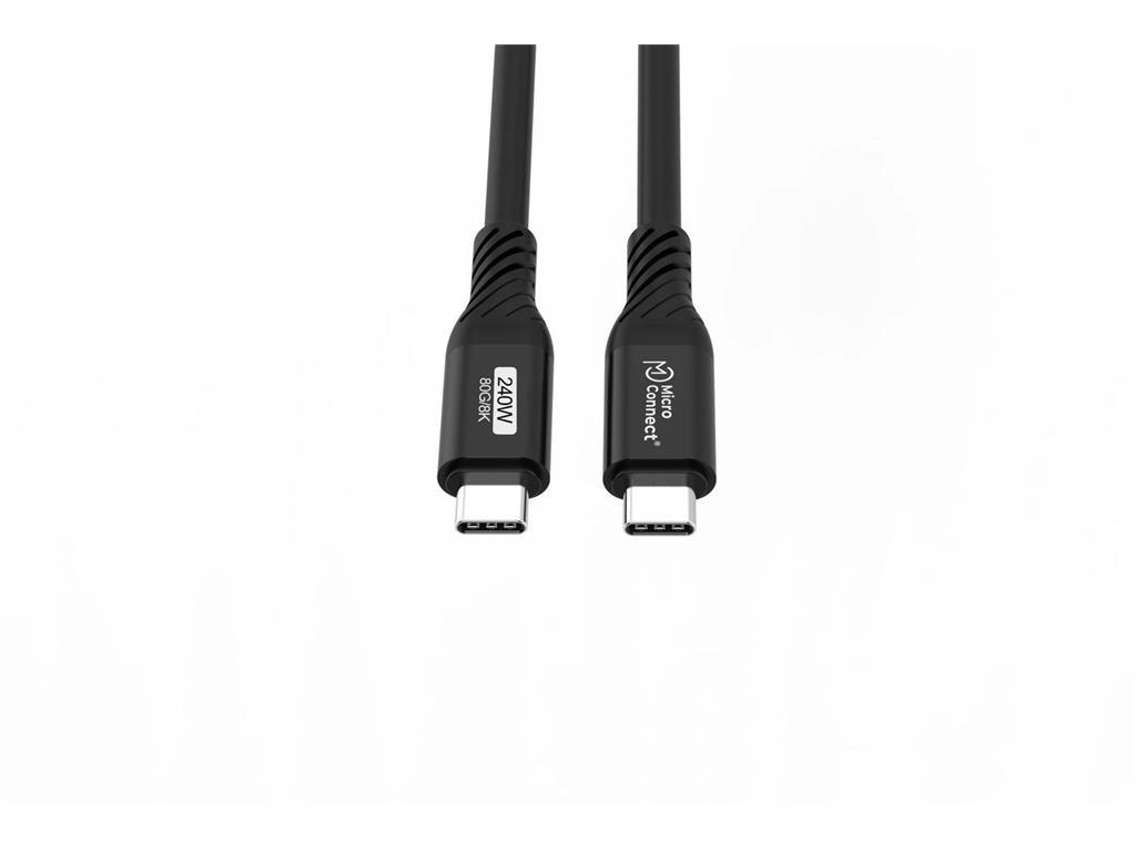 MicroConnect USB-C kabel 1m, 240W, 80Gbps, USB4 Gen 4