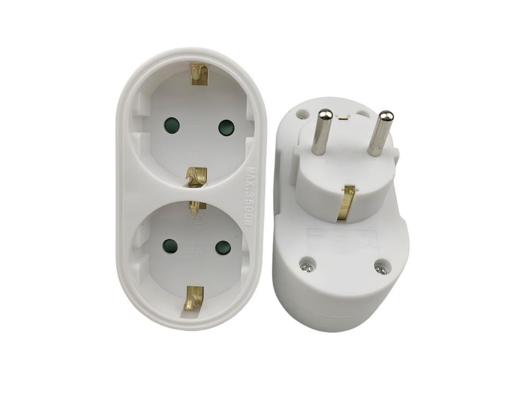 MicroConnect Schuko power razdelilnik, z 2 ways, Bel