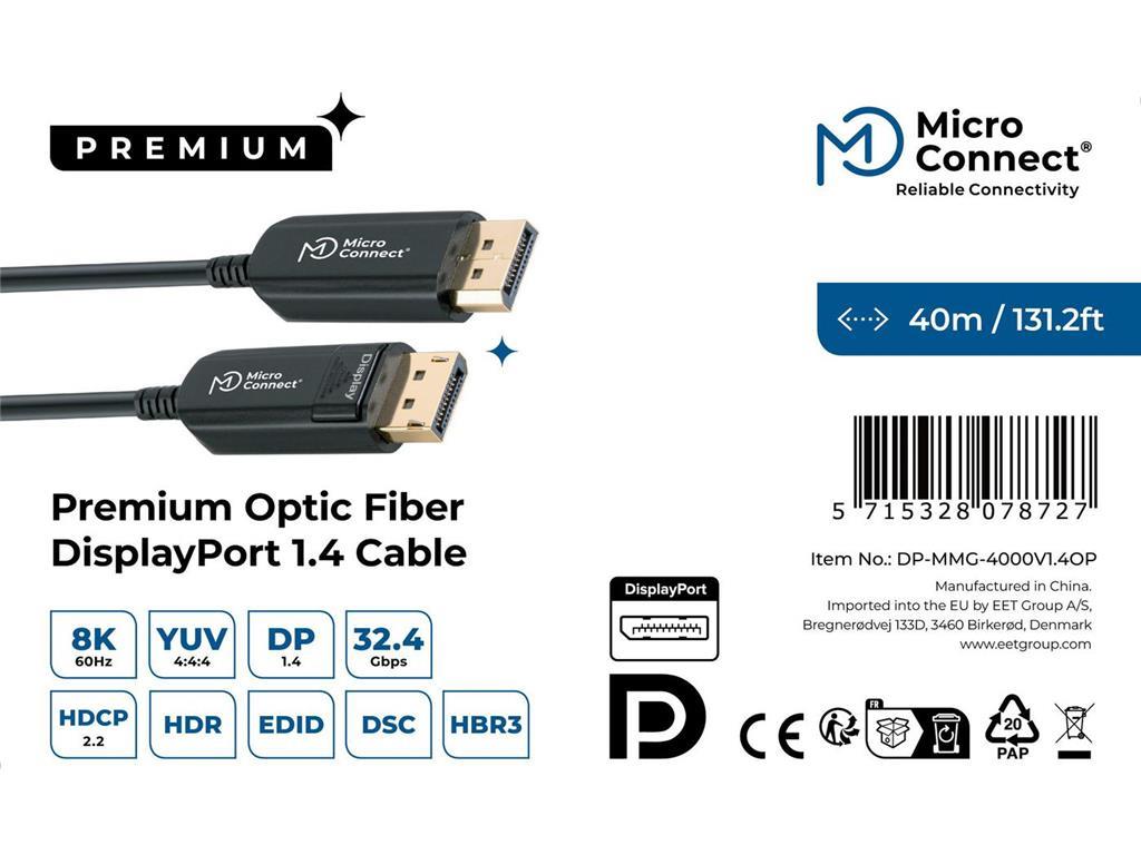 MicroConnect Premium optički DisplayPort kabel 1.4