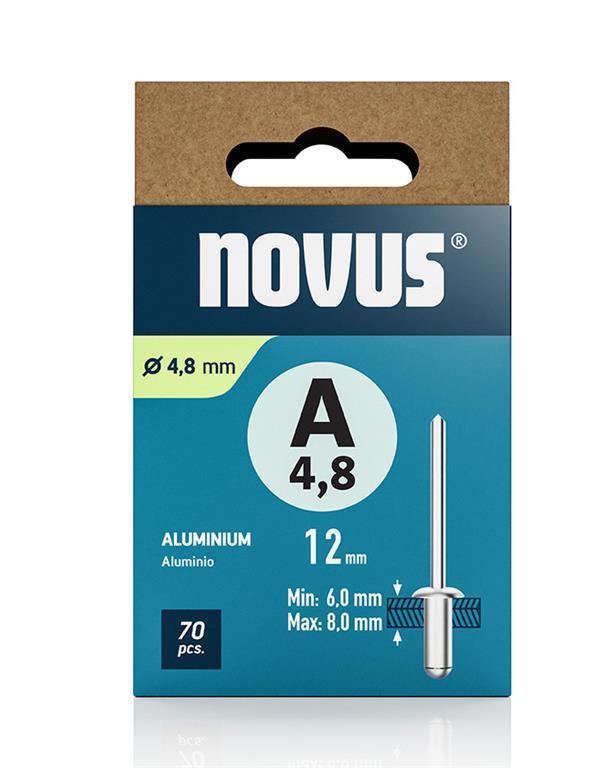 Novus Zakovice tip A 4,8 x 12 mm, aluminij