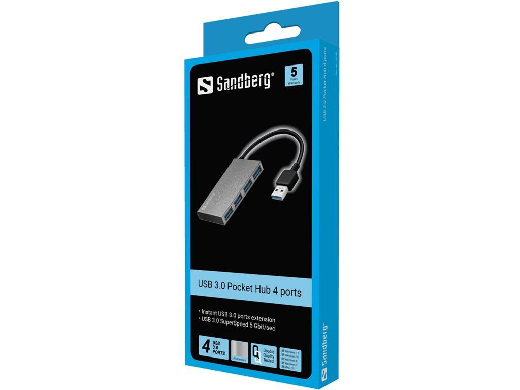 Sandberg USB-A 3.0 razdjelnik (hub), 4-u-1
