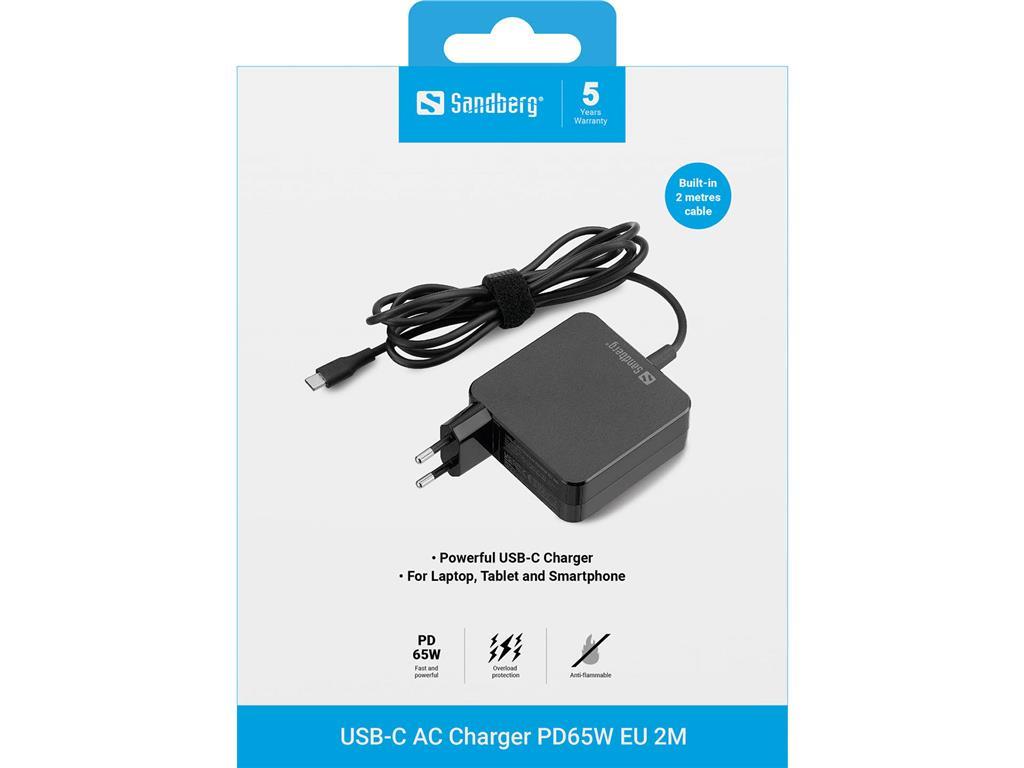 Sandberg USB-C omrežni polnilec PD65W EU 2M