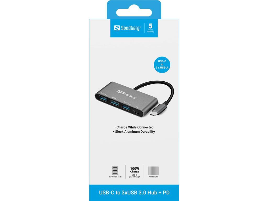 Sandberg Sandberg USB-C na 3xUSB 3.0 razdjelnik +