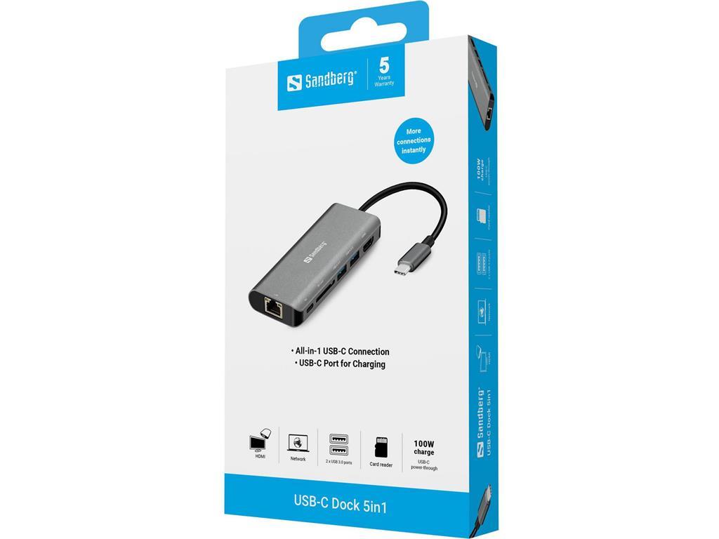 Sandberg USB-C hub razdelilnik, 6-v-1