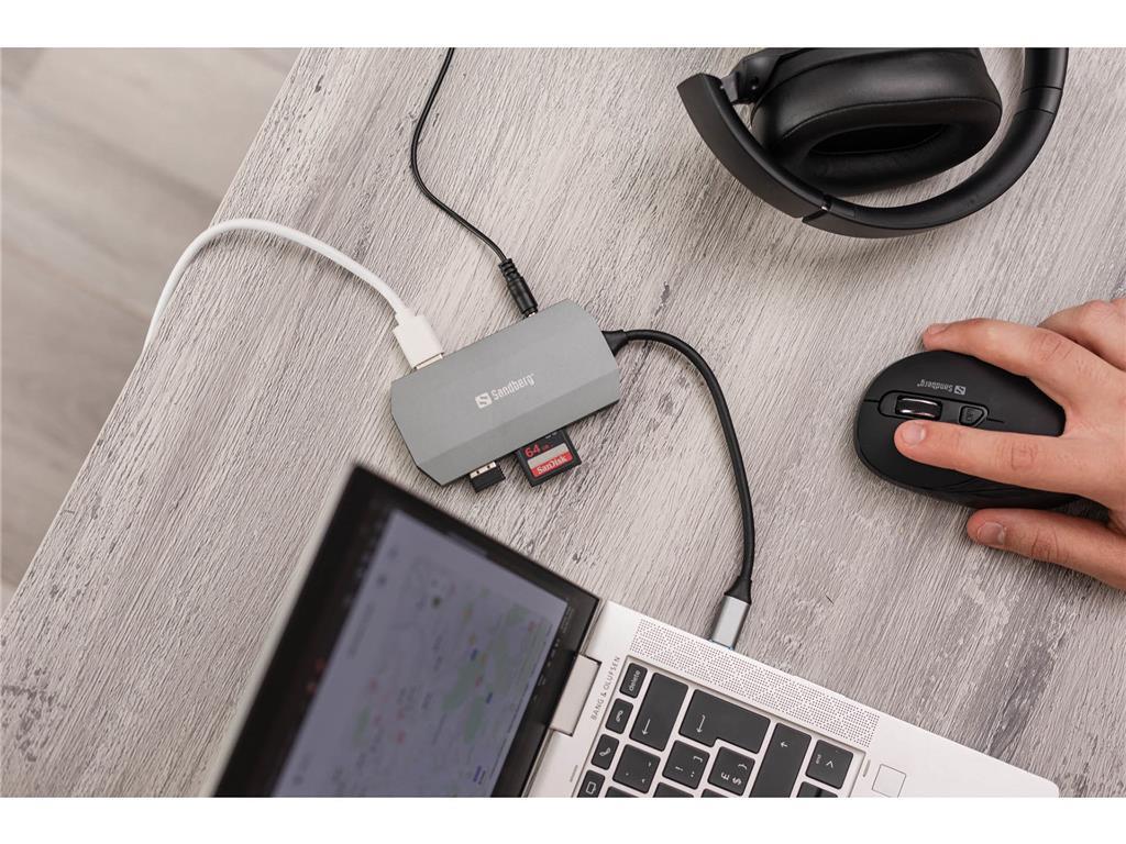 Sandberg USB-C hub razdelilnik, 6-v-1