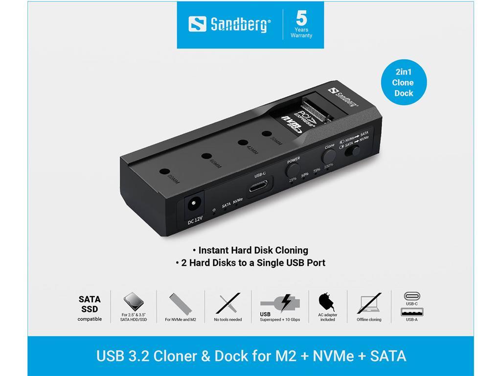 Sandberg Sandberg USB 3.2 Cloner and Dock for M2