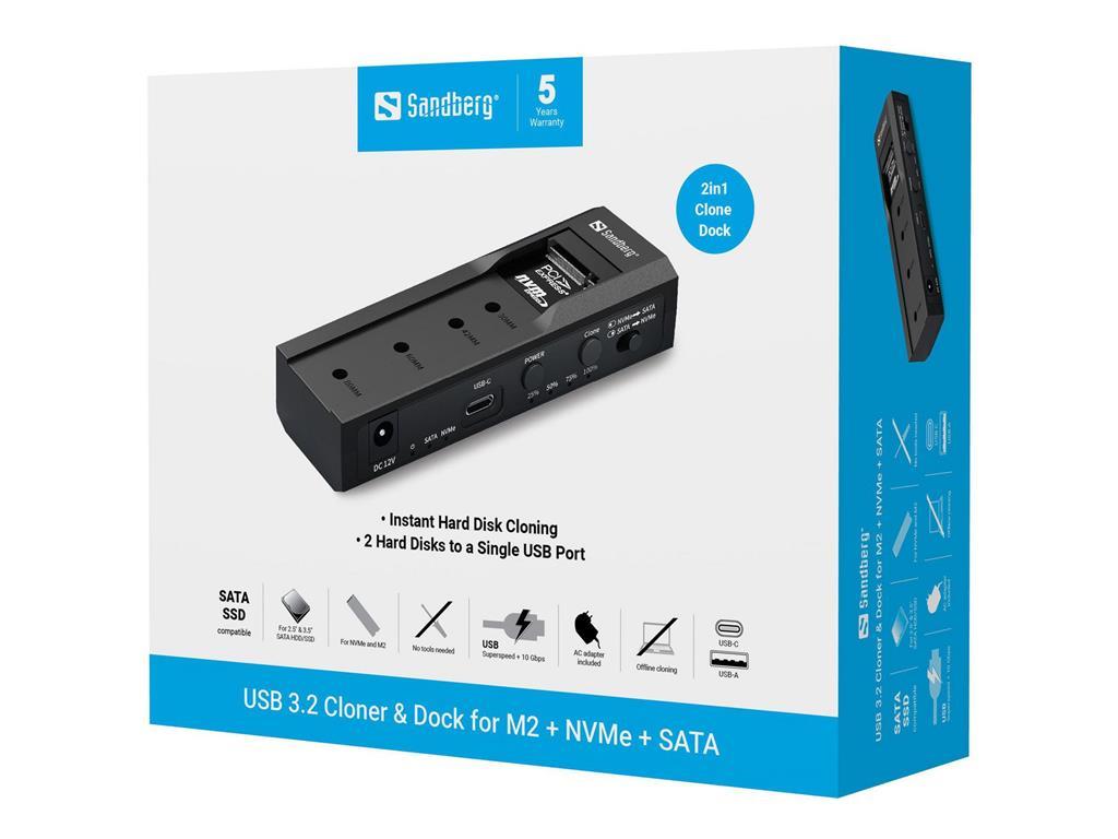 Sandberg Sandberg USB 3.2 Cloner and Dock for M2