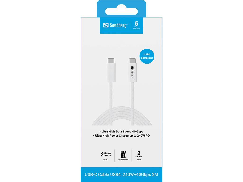 Sandberg Kabel usb-c>c usb4 240w+40gbps, 2m
